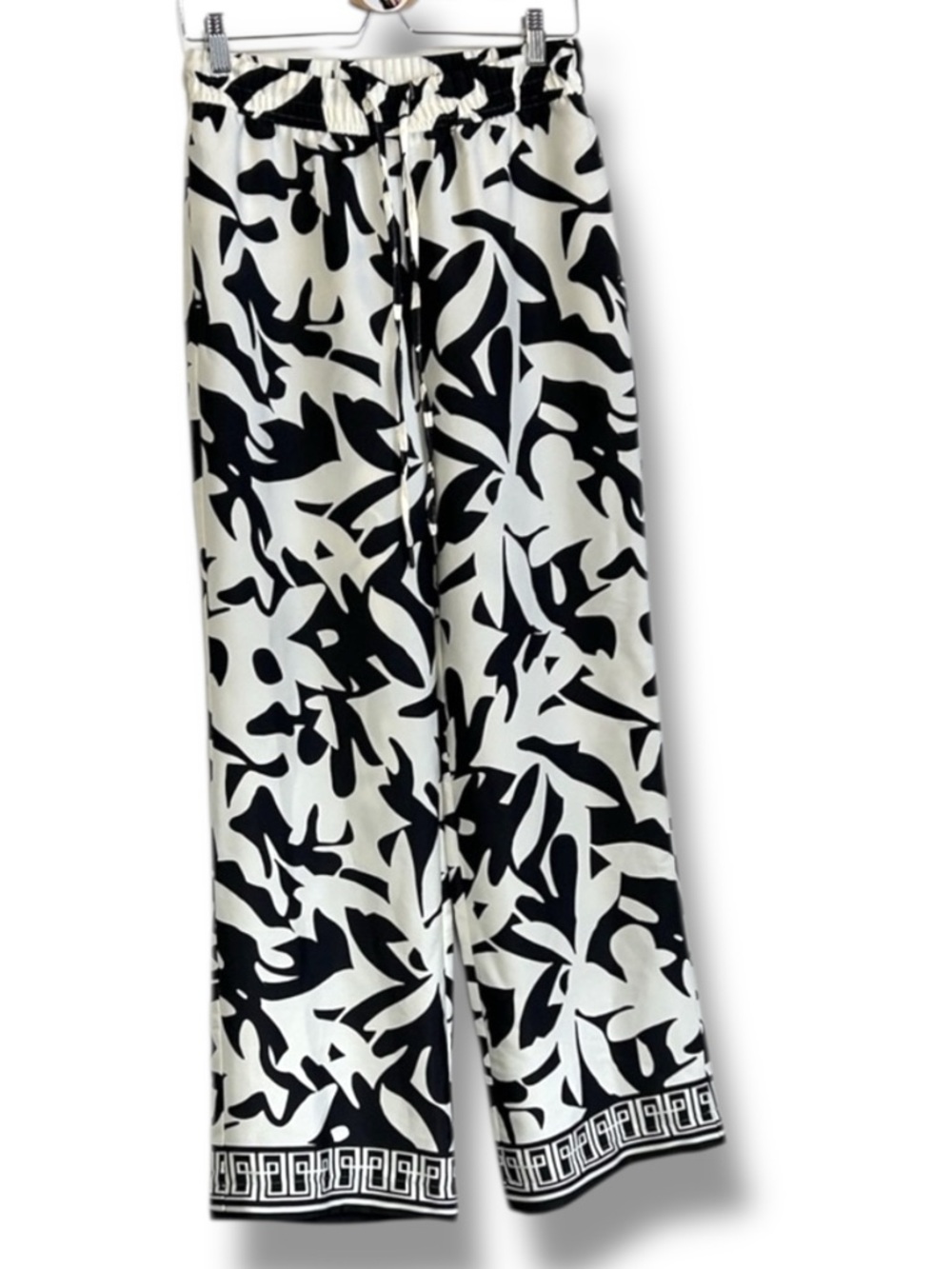 Maison D'Amelie Pants Palazzo Loungewear Black Cream Summer Size Small NWT